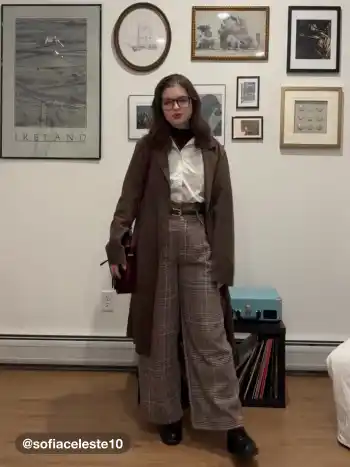 Gurtete Hochbund-Hundszahn-Trouser