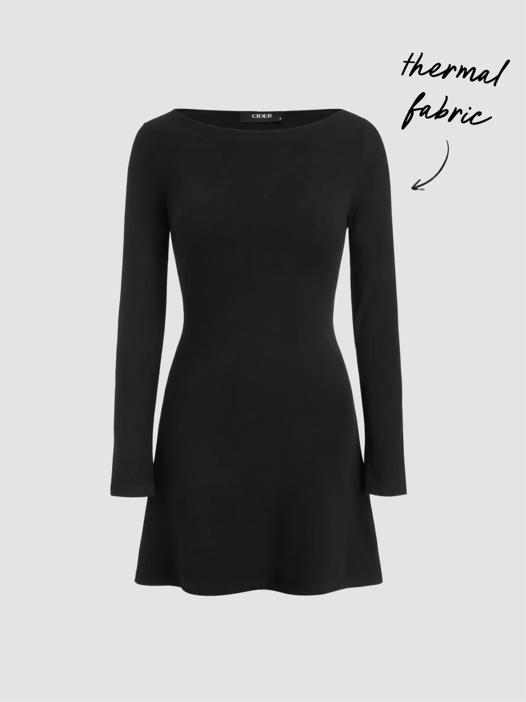 Thermal Baumwollmix Boot-Ausschnitt Minikleid