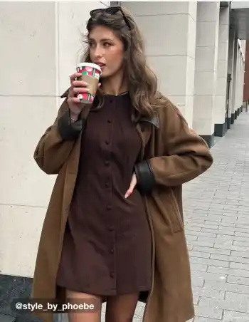 Kunstleder Kontrastkragen Lange Barn Jacke