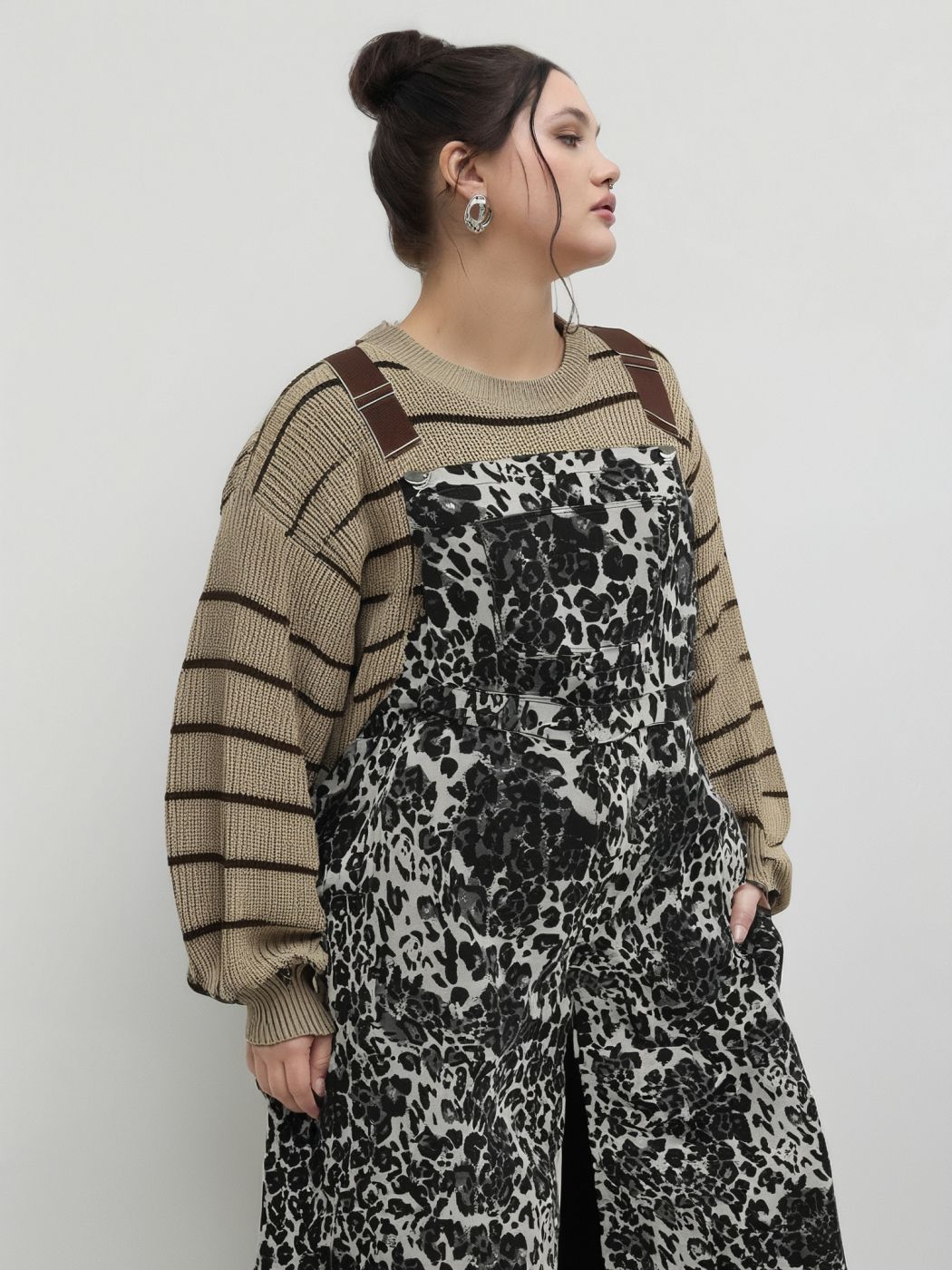Striped Knit Round Neckline Long Sleeve Top Curve & Plus