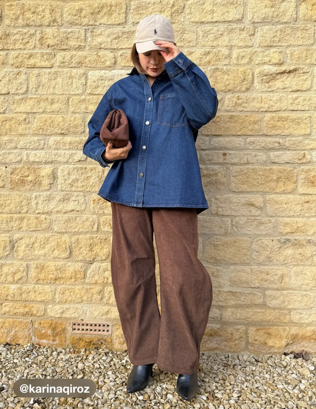 Corduroy Mid Rise Solid Pocket Barrel-leg Trousers