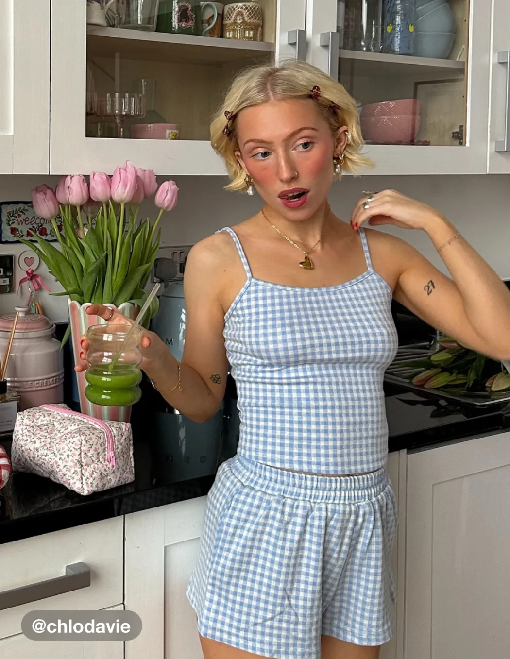 Top cami in percalle con scollo rotondo