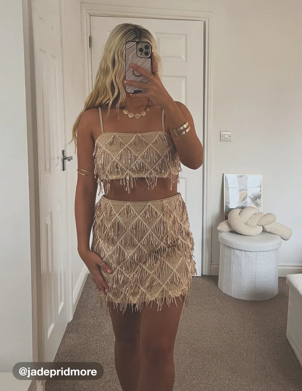 Sequins-Tassel-Mittellänger Minikirt
