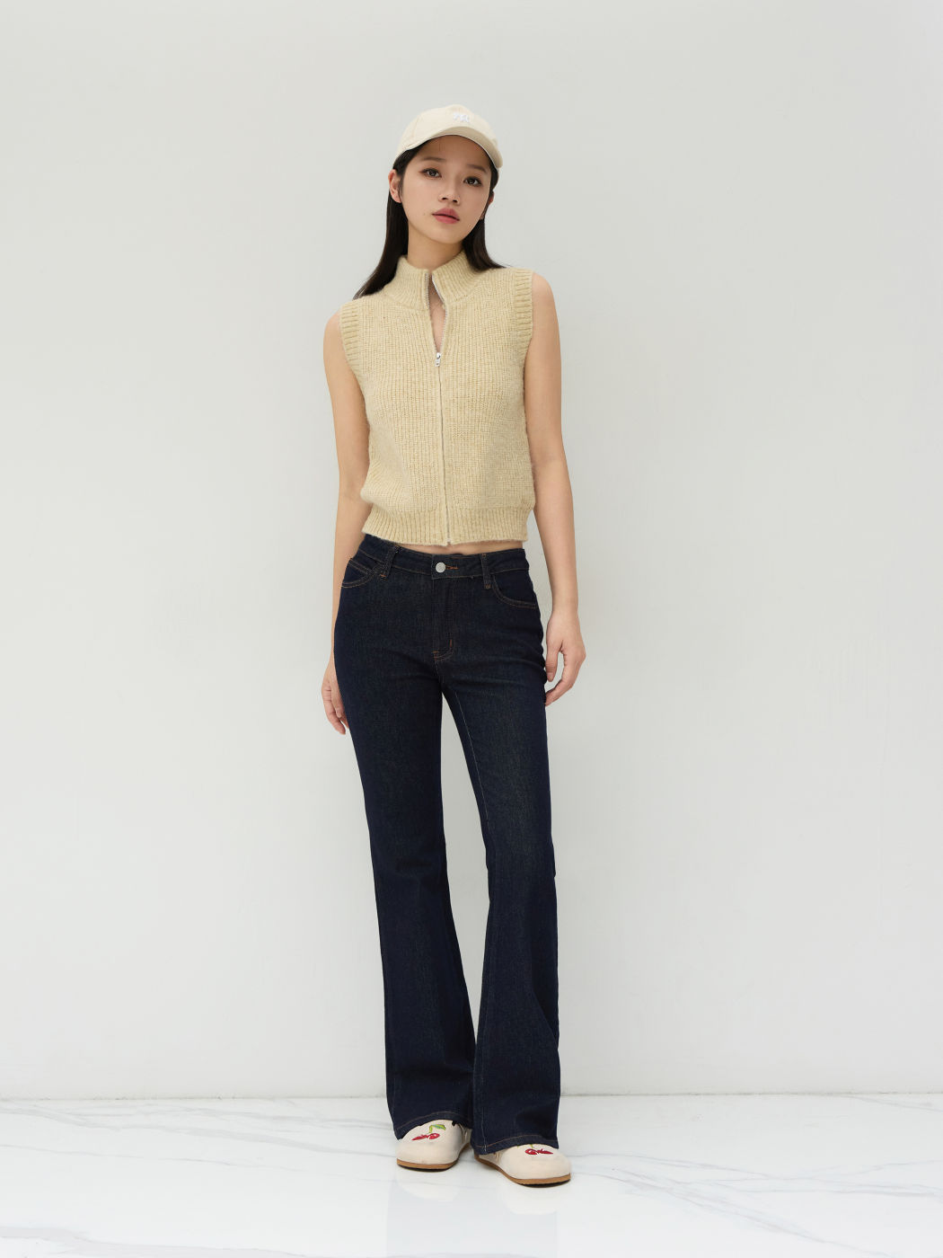 Knit High Neck Zip Through Vest