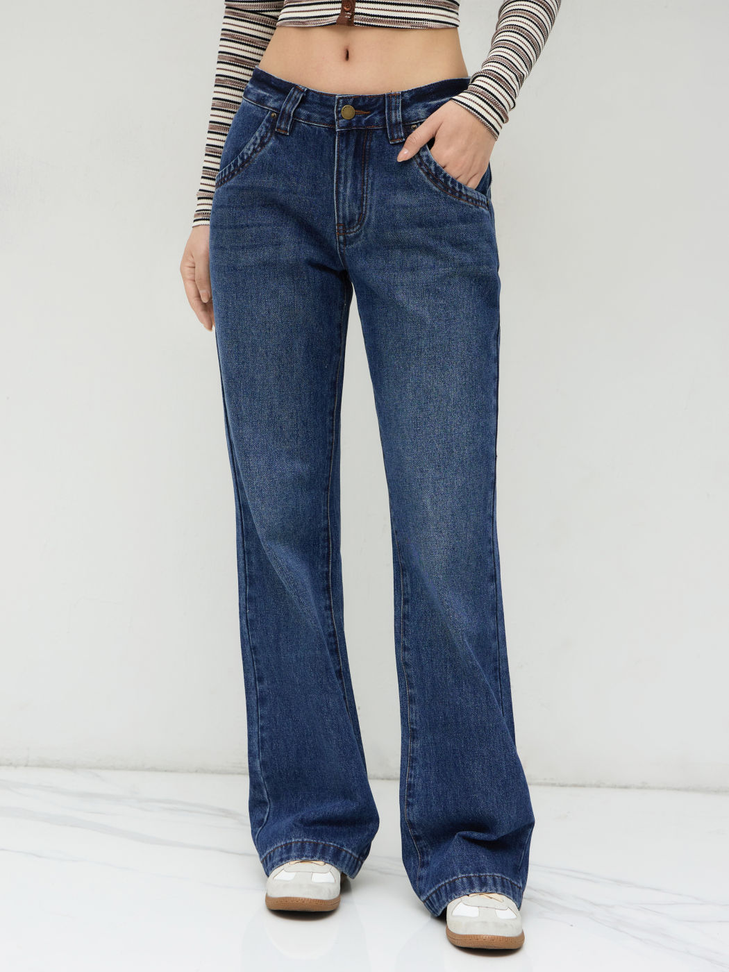 Cider Denim Low Rise Washed Straight Leg Jeans