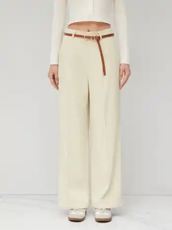 Mid Rise Solid Pocket Straight Leg Trousers