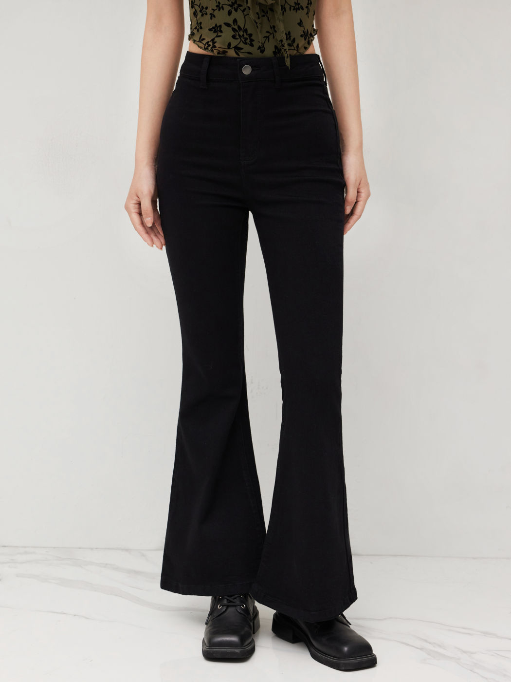 High Stretch Denim High Waist Stretch Flared Jeans