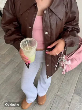 Faux Leather Zipper Jacket