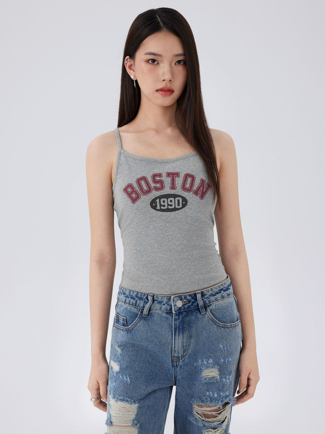 Boston 1990 Cotton-blend Scoop Neckline Graphic Tank Top