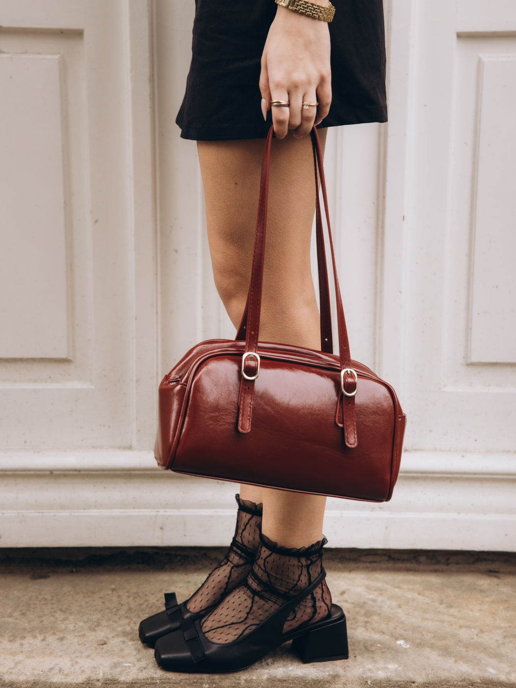 Quadratische Boston-Schultertasche