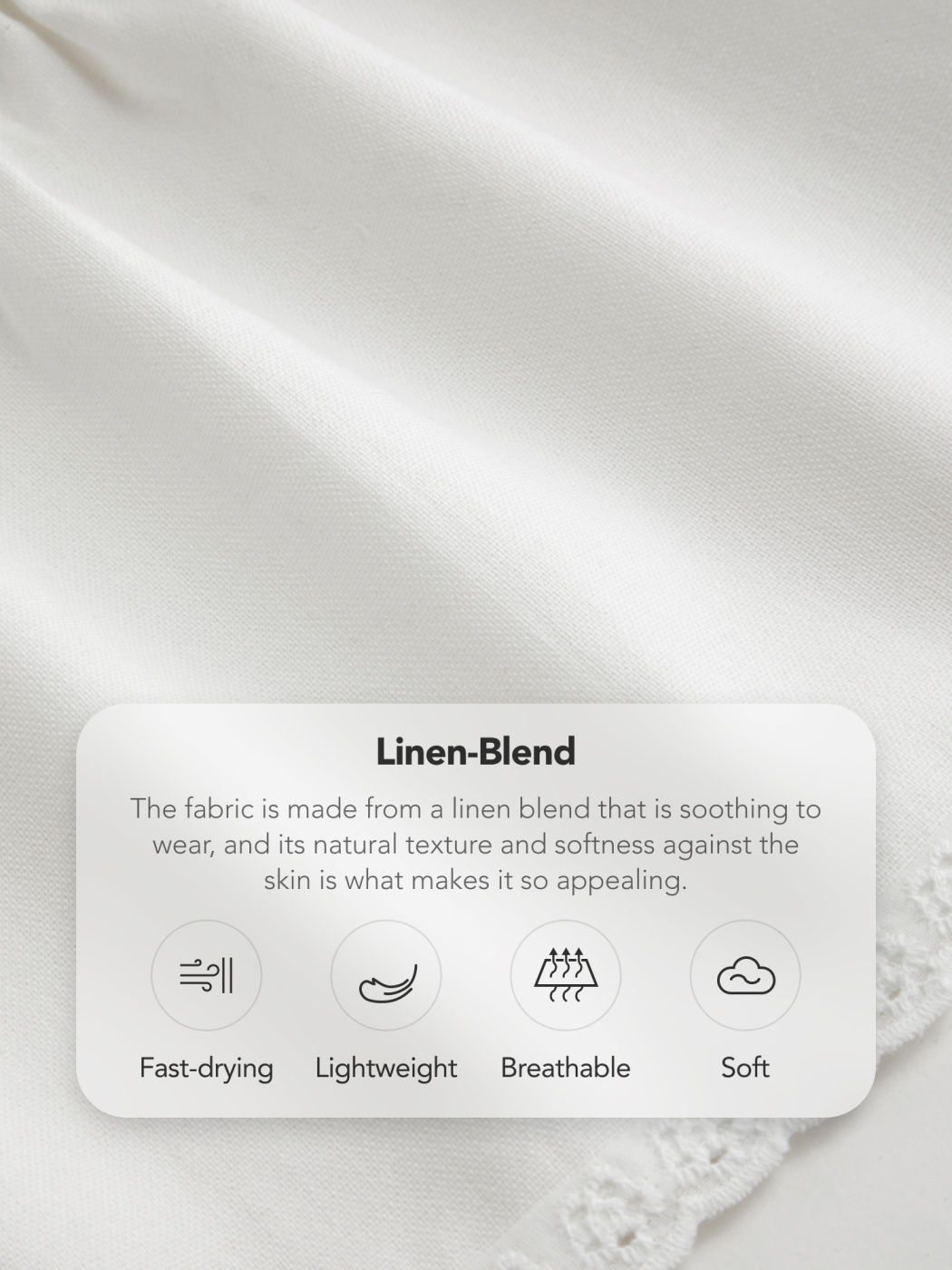 Set top corto cami con finiture in pizzo annodato misto lino e pantaloni da loungewear a gamba larga a vita media