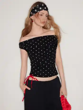 Polka Dot Ruched Top