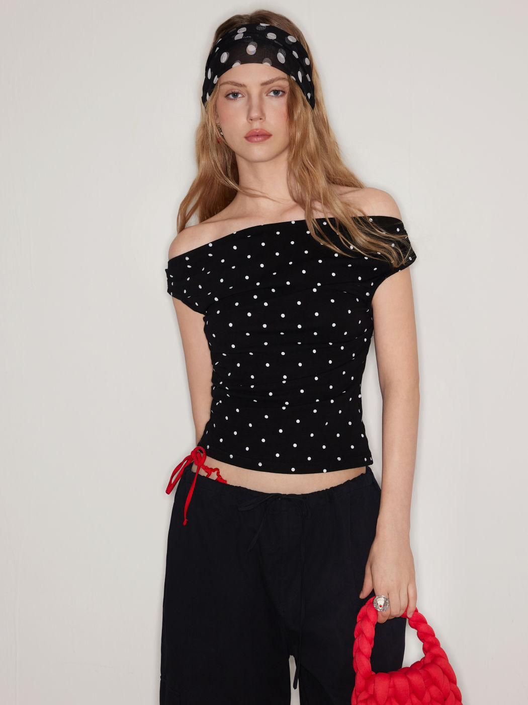 Polka Dot Ruched Top