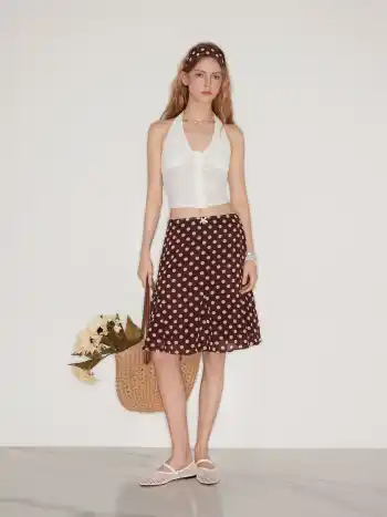 Mesh Low Rise Polka Dot Bowknot Mermaid Skirt
