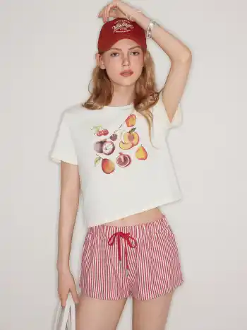 100% Cotton Fruits Graphic Short Sleeve Tee