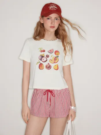 100% Cotton Fruits Graphic Short Sleeve Tee