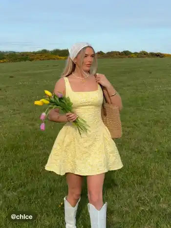 Jacquard-U-Halslinie Blumen-Rückenlos Schleife Mini-Kleid