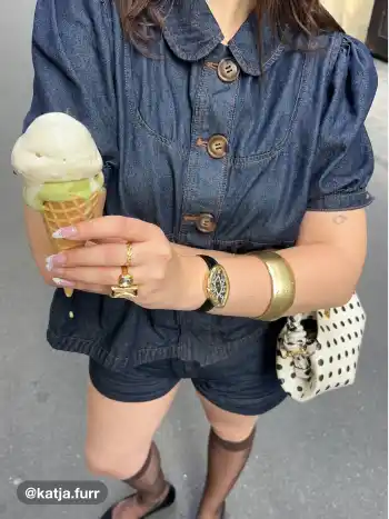 Jeansblouse mit Peter-Pan-Kragen und gesch ruch ten Ballonsleeves