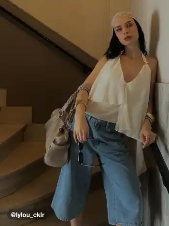 Cider Denim Mittelhohe Einfarbige Bermuda Shorts