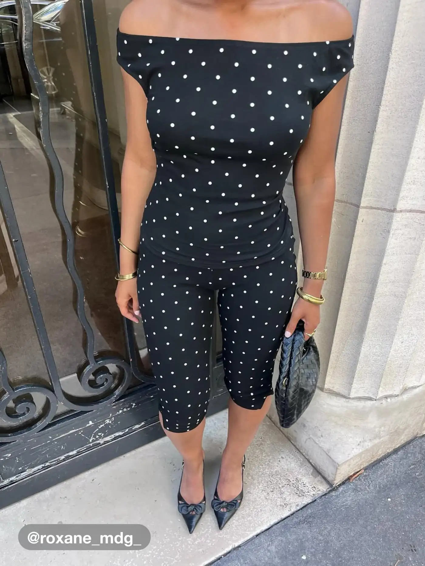 Cotton-blend Off-shoulder Polka Dot Ruched Top