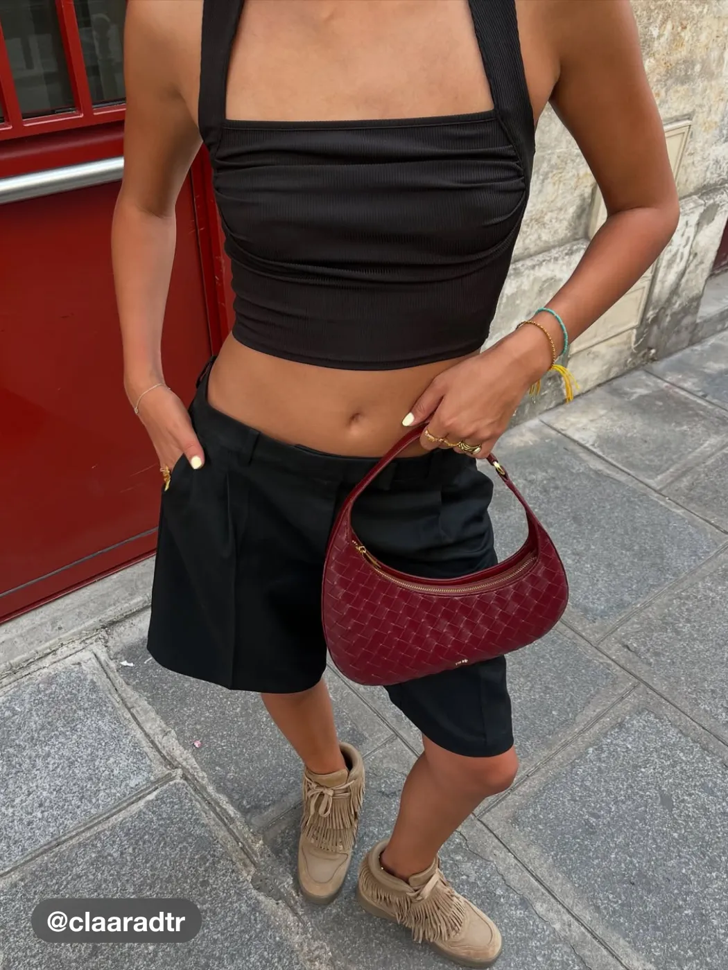 2er Pack Einfarbige Rüschen-Quadernacken-Crop-Top
