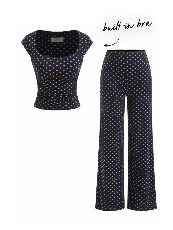 Cotton-blend Mid Rise Polka Dot Capri Leggings
