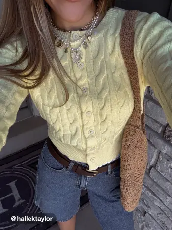 Jorts Bermuda in denim a gamba larga a vita media con cintura