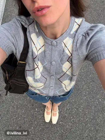 Cardigan lavorato a maglia con motivo a cuore a rombi e bottoni