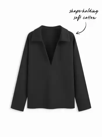 Felpa oversize a maniche lunghe con colletto in misto cotone