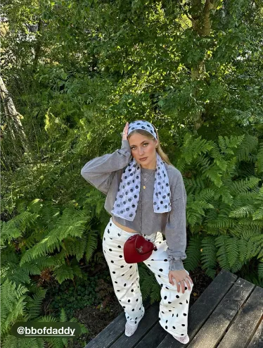 Cider Denim Mittelhohe Jeans mit Polkadots und breiten Beinen