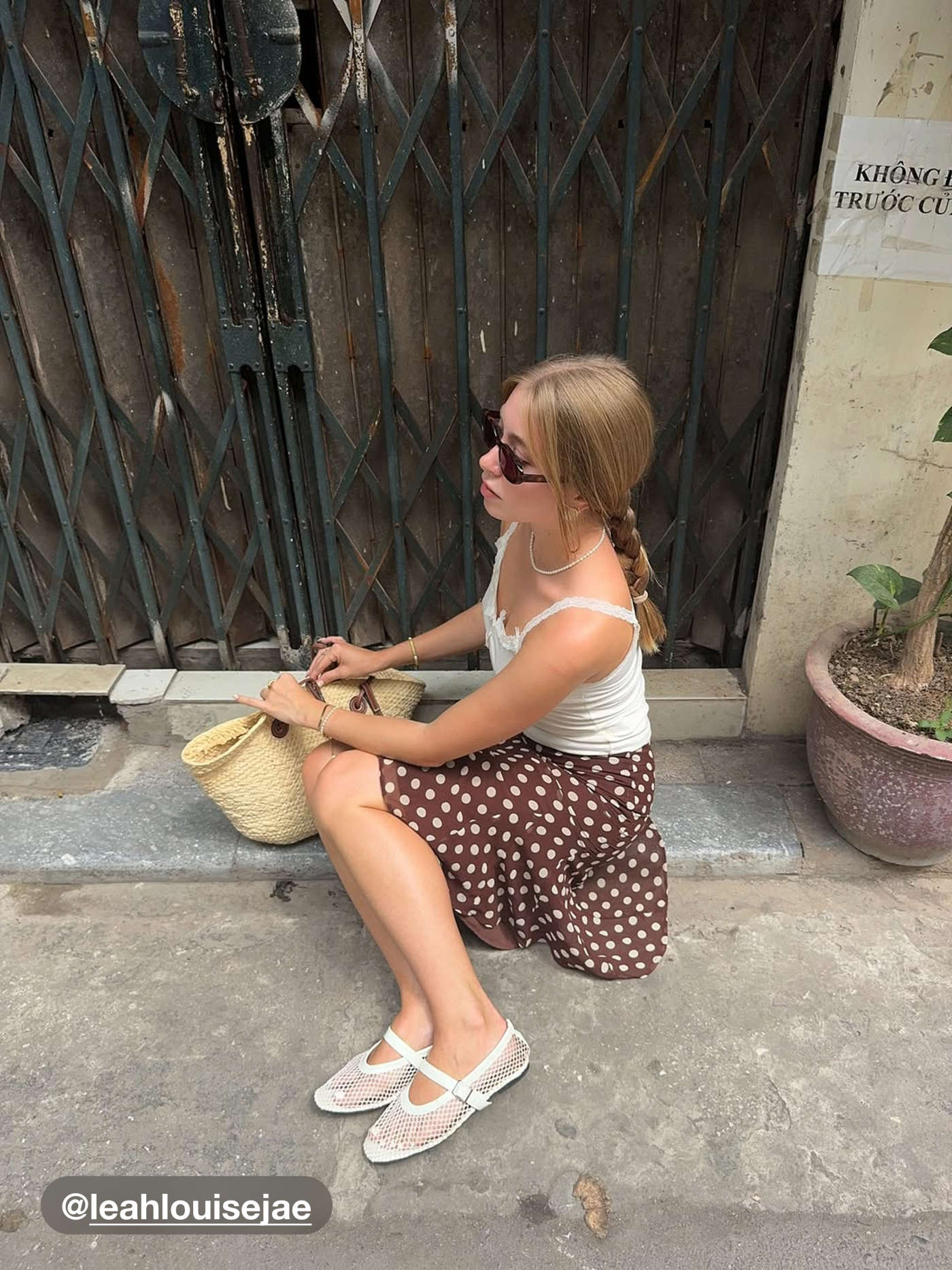 LEATHER MESH MARY JANE FLATS