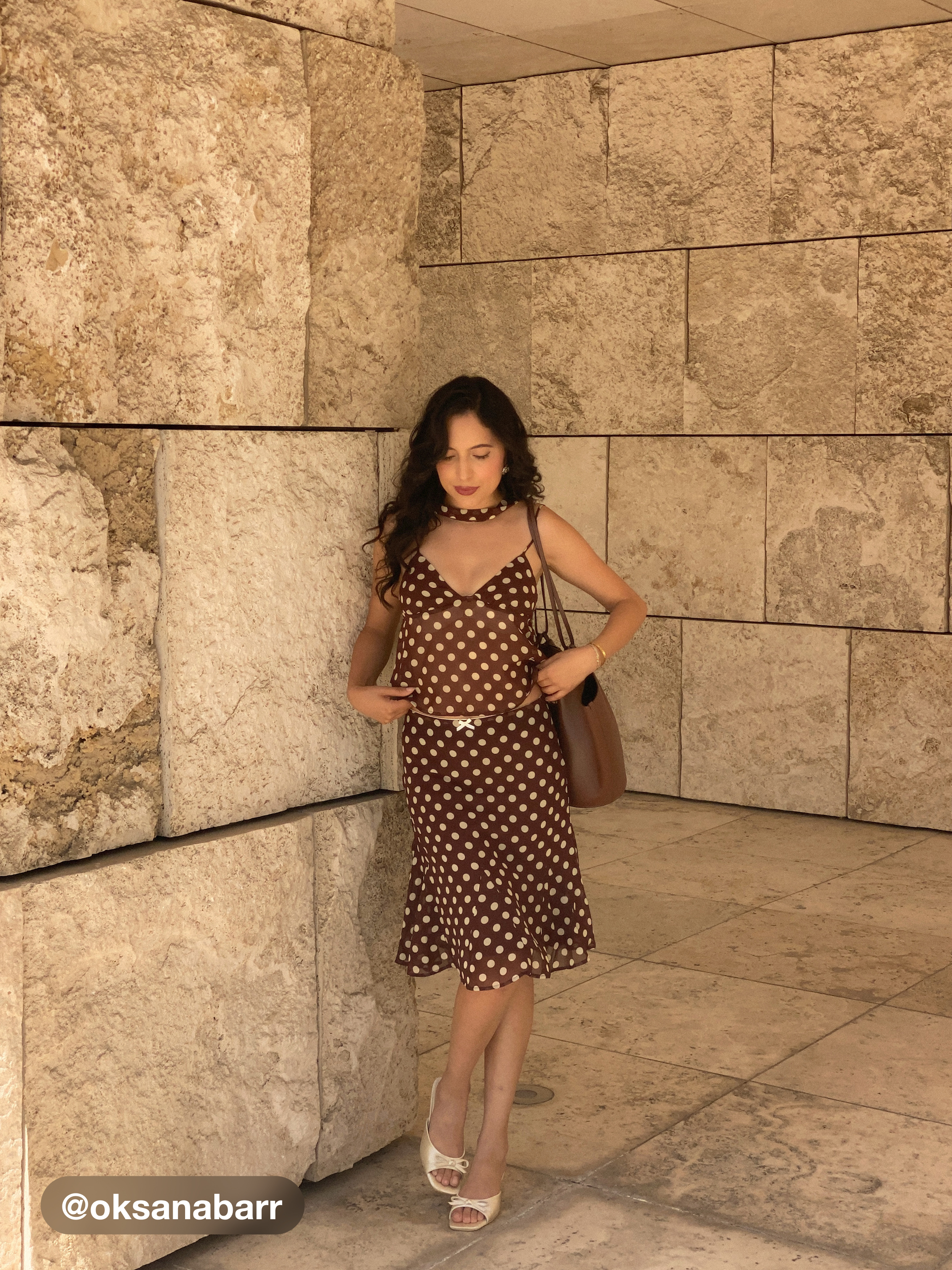 Chiffon Sweetheart Polka Dot Crop Cami Top With Scarf