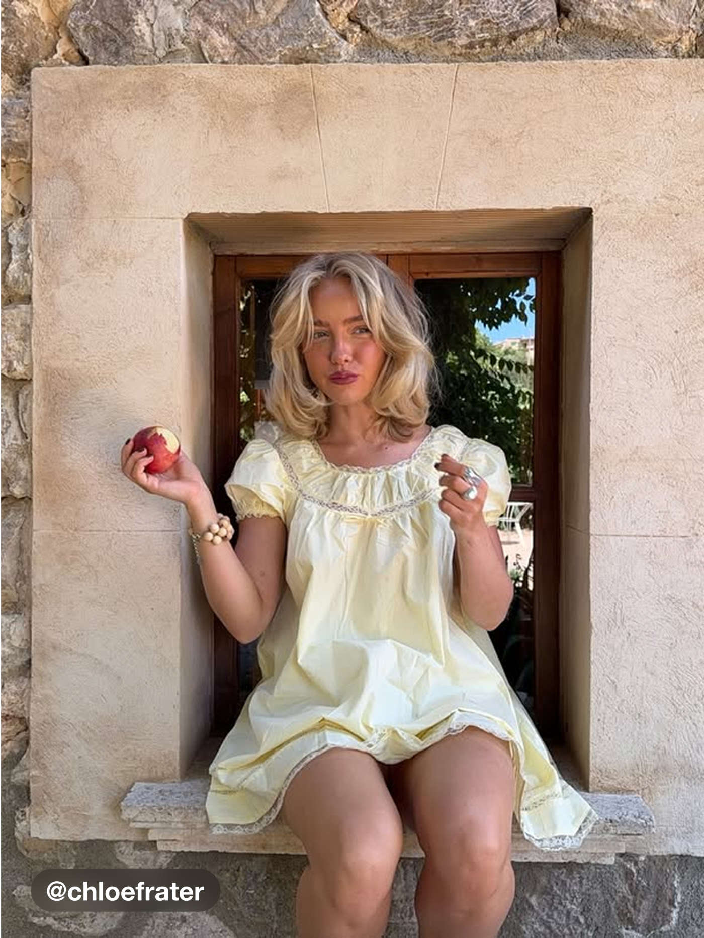 100% Cotton Lace Trim Bowknot Puff Sleeve Mini Babydoll Dress