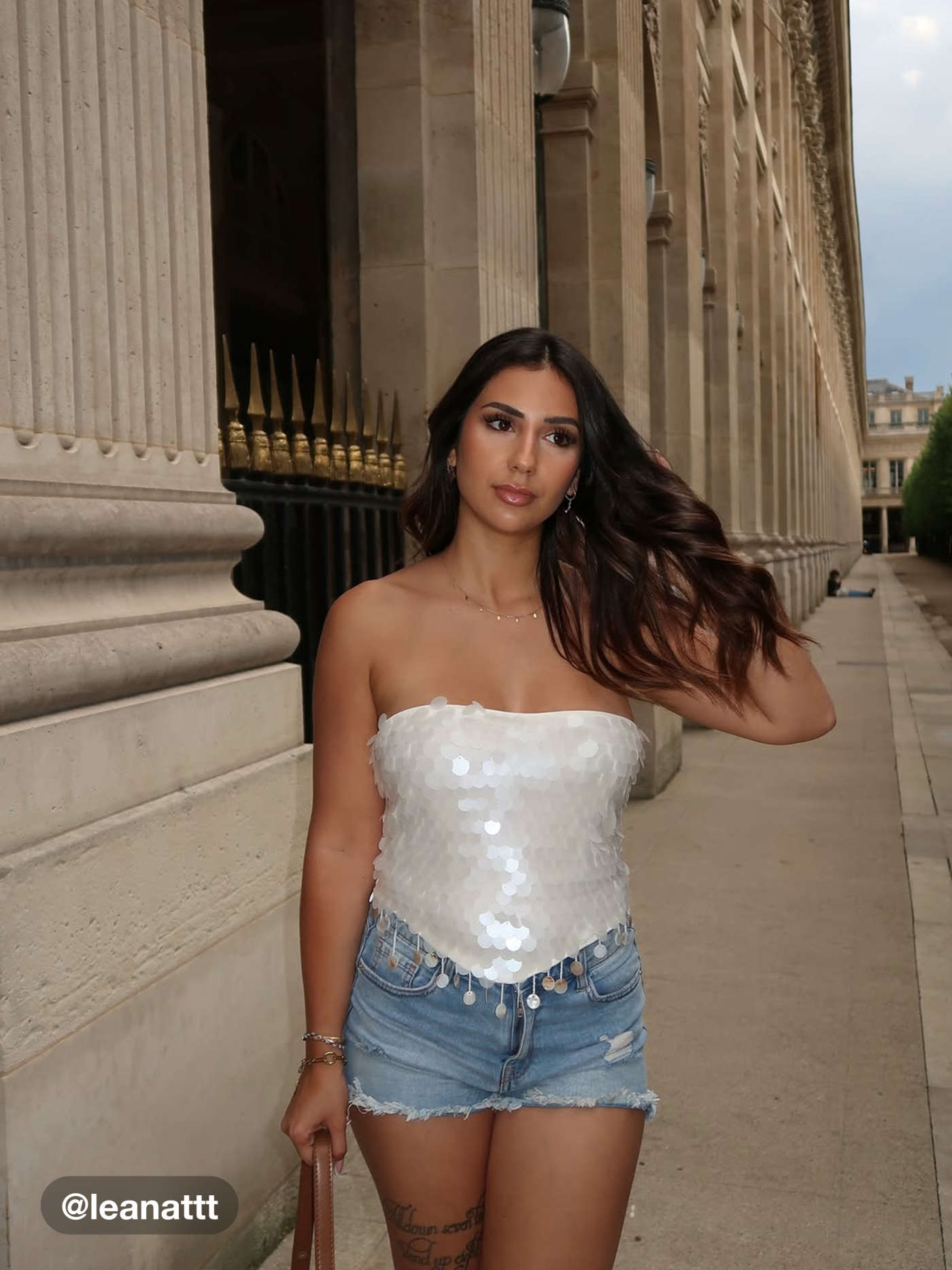 Sequin Lace Up Tassel Bandeau Top