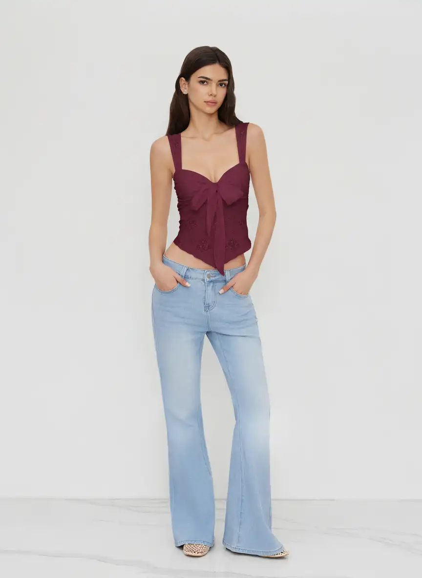 Lace Sweetheart Bowknot Tank Top
