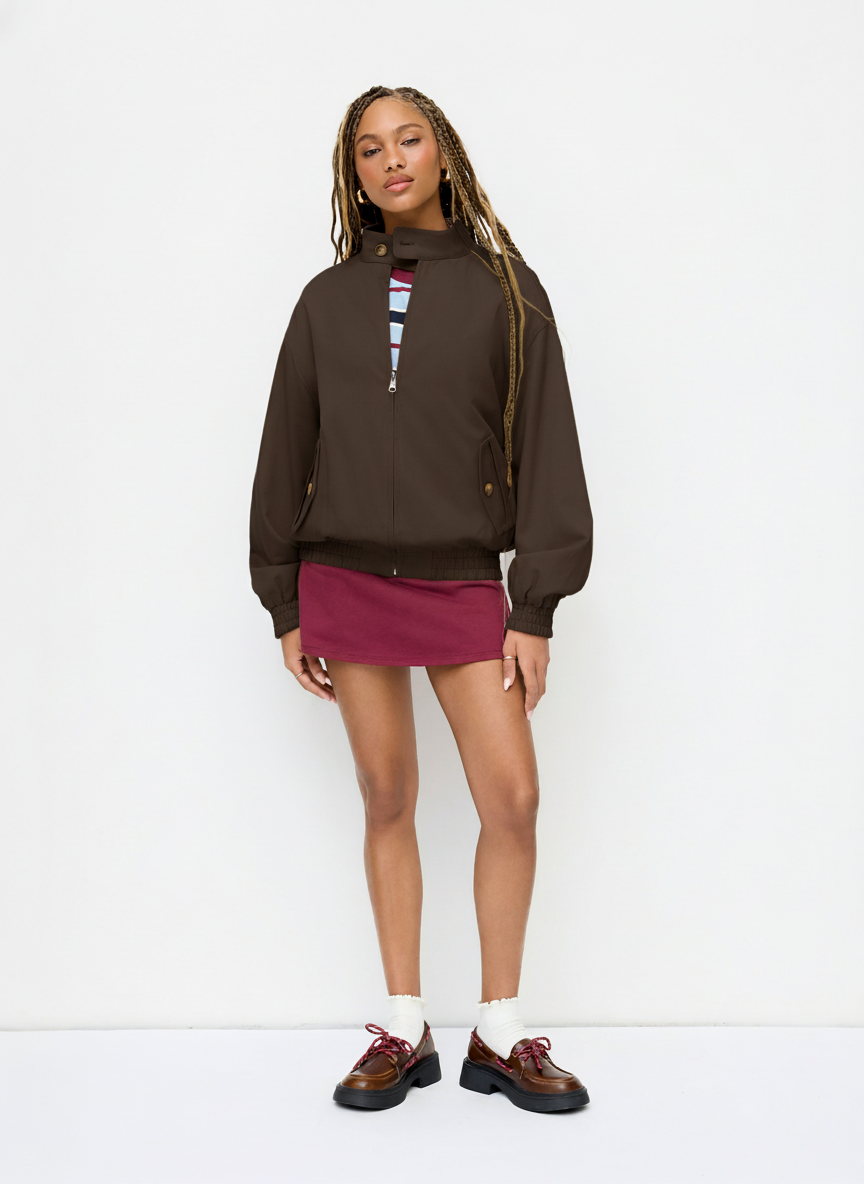 Cotton Reversible Cotton-blend Stand Collar Houndstooth