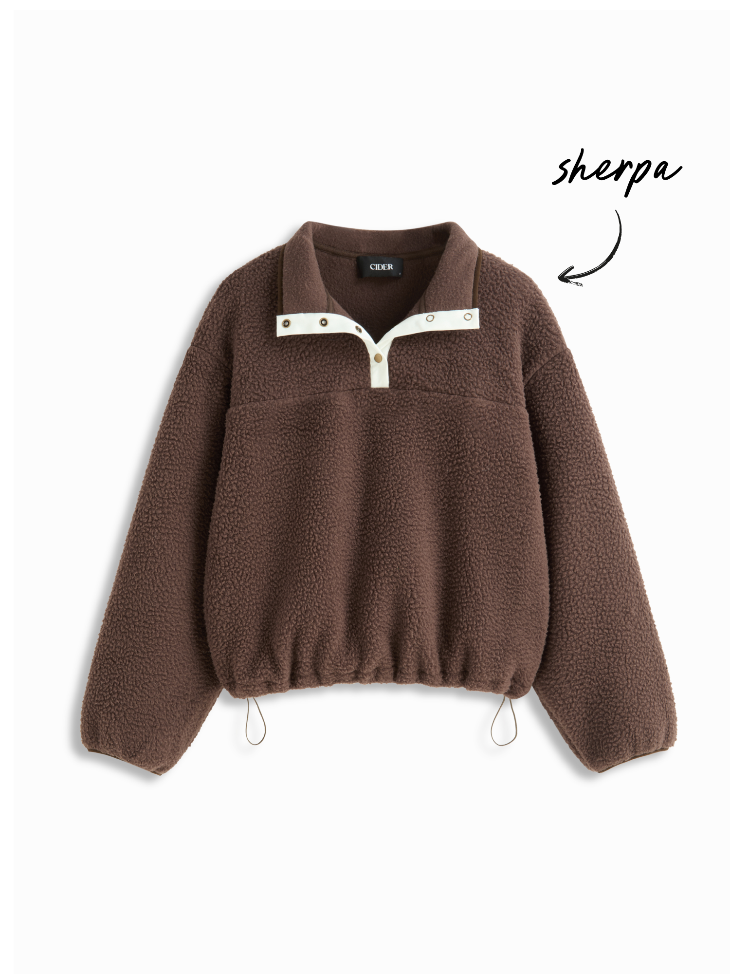 Fleece Collar Drawstring Button Long Sleeve Sweatshirt