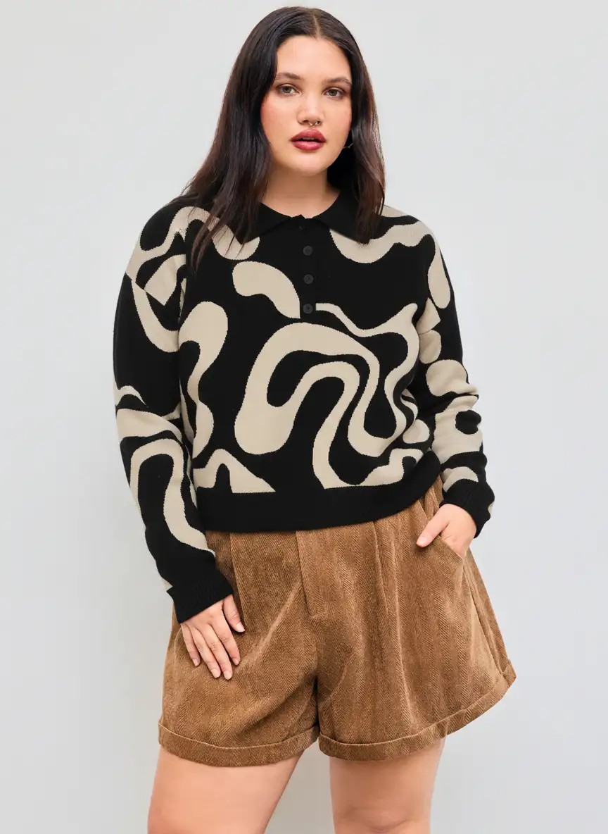 Everyday Illusion Psychedelic Swirl Pullover Sweater Curve & Plus