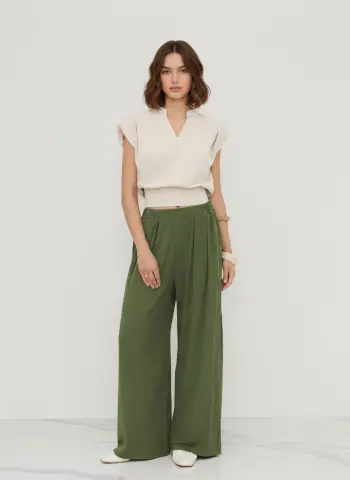 Pantaloni morbidi a gamba larga con coulisse