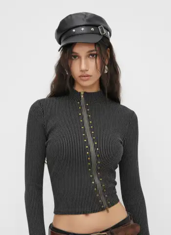 Boat Neck Star Graphic Long Sleeve Tee