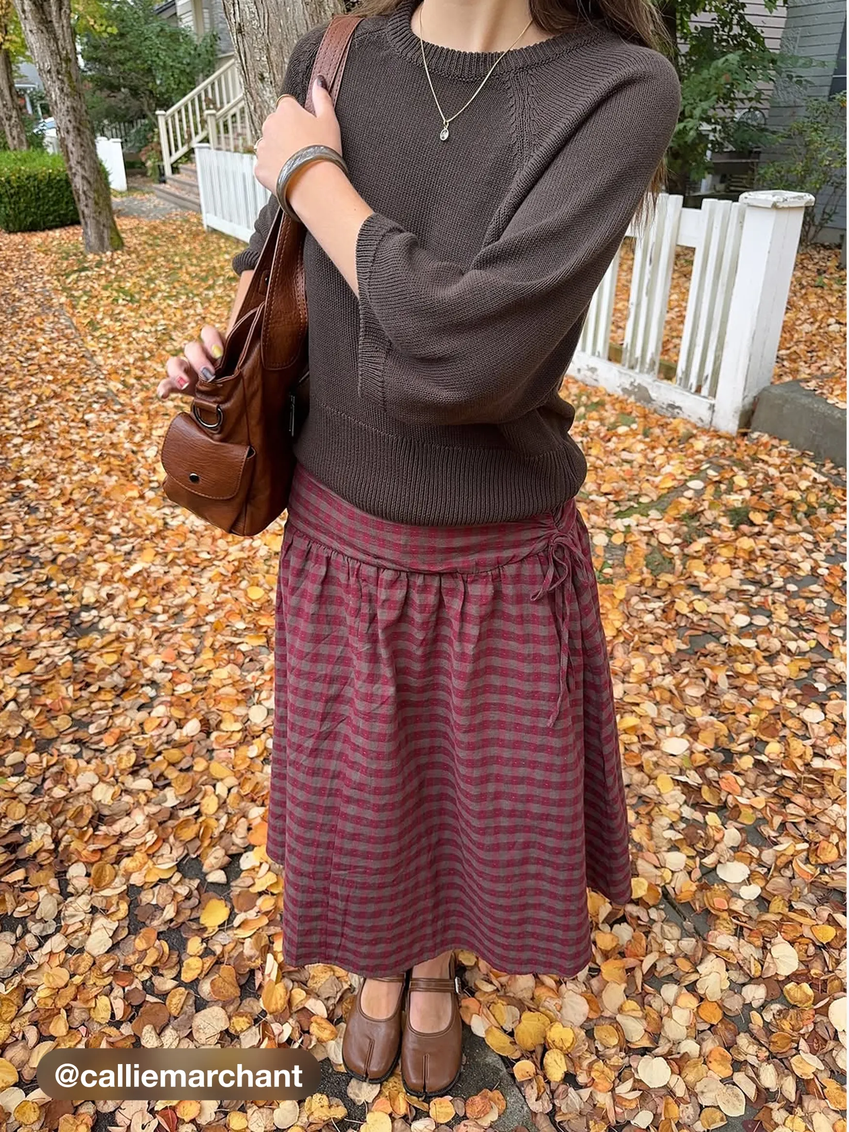 Cotton Mid Rise Plaid Bowknot Ruched Midi Skirt