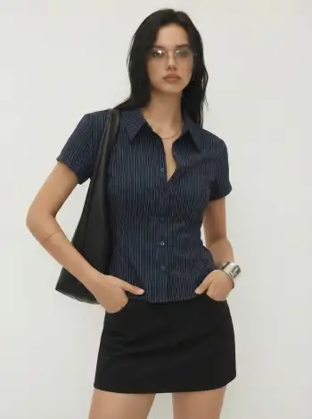 Collar Stripe Short Sleeve Shirt