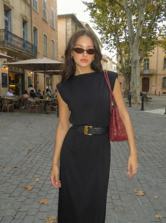 Chiffon Draped Flared Maxi Dress