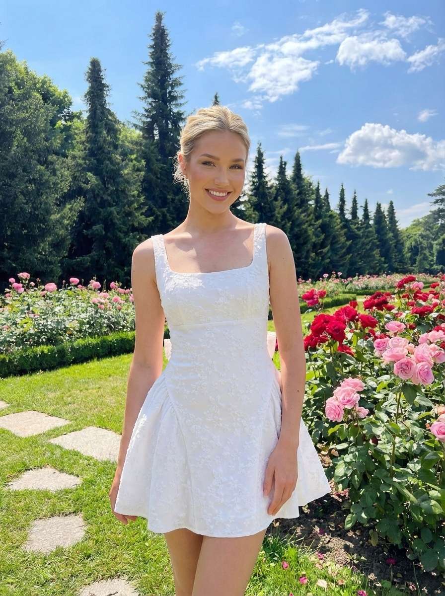 Sweetheart Lettuce Trim Ruffle Knotted Mini Dress