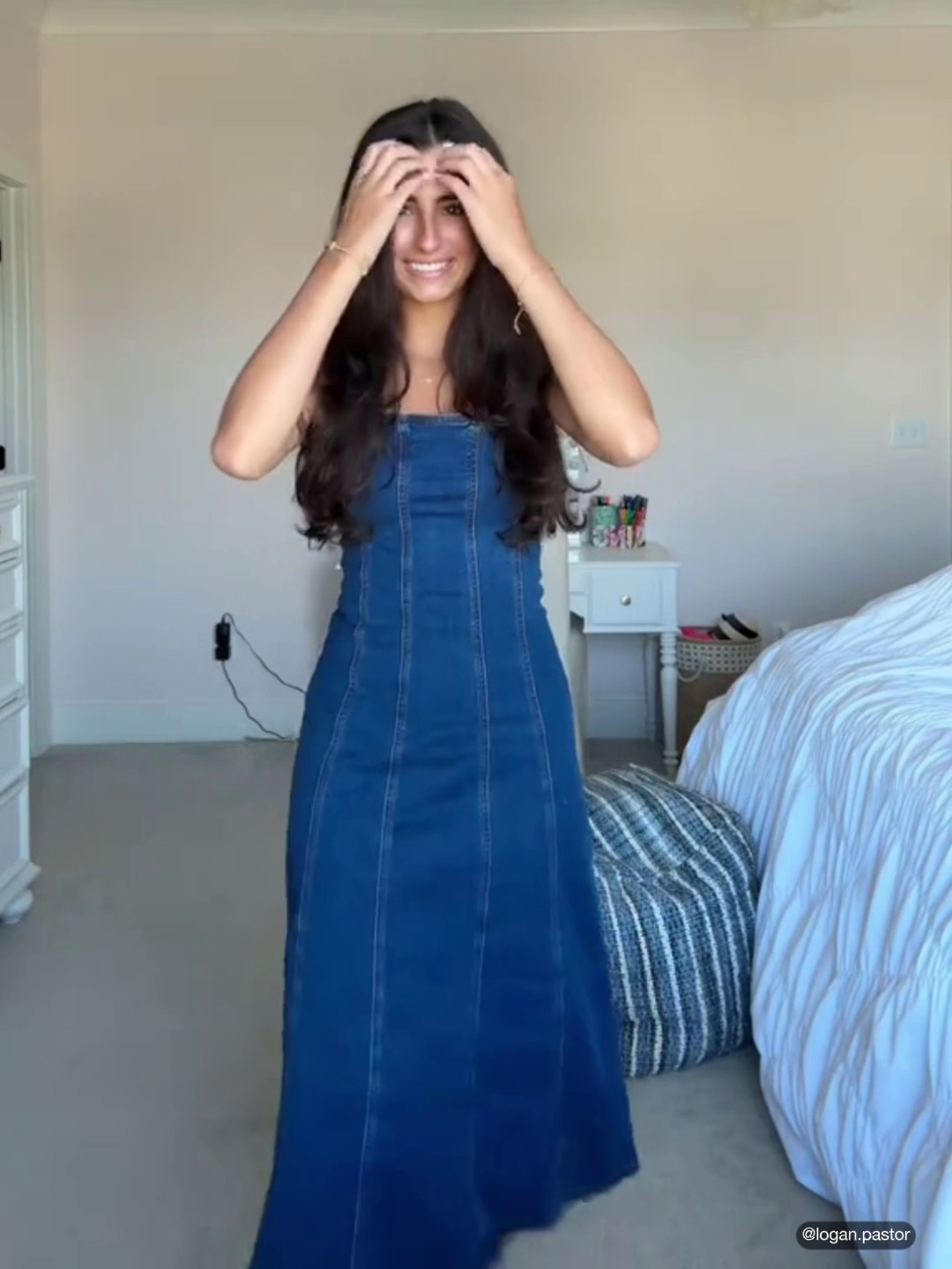 Denim Ruffle Cami Maxi Dress