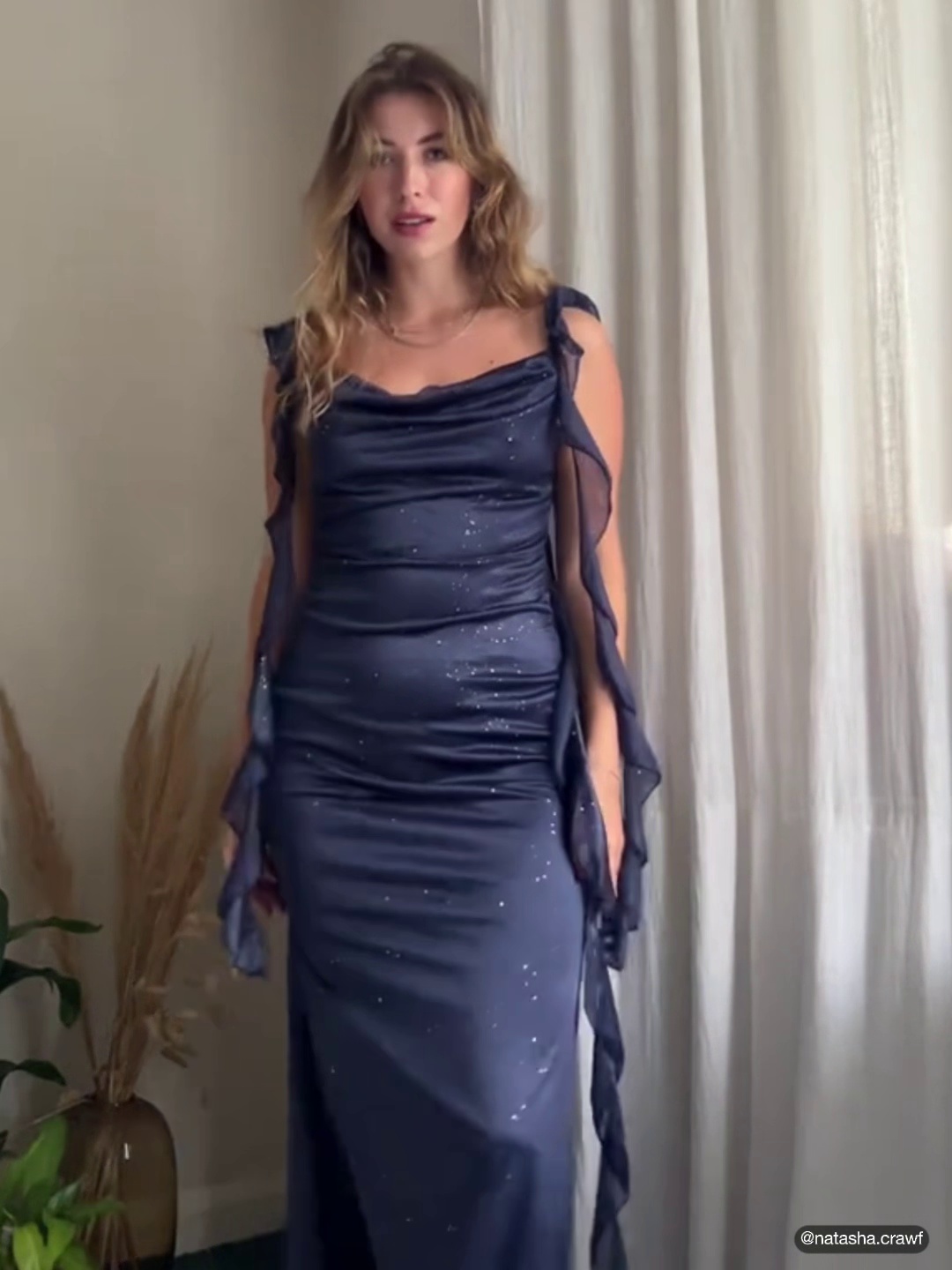 Formele jurken Homecoming Jurk Hoco Jurken Gebreide stof Cowl Neck Solid Glitter Ruffle Hem Maxi Dress For Feestje/Clubben
